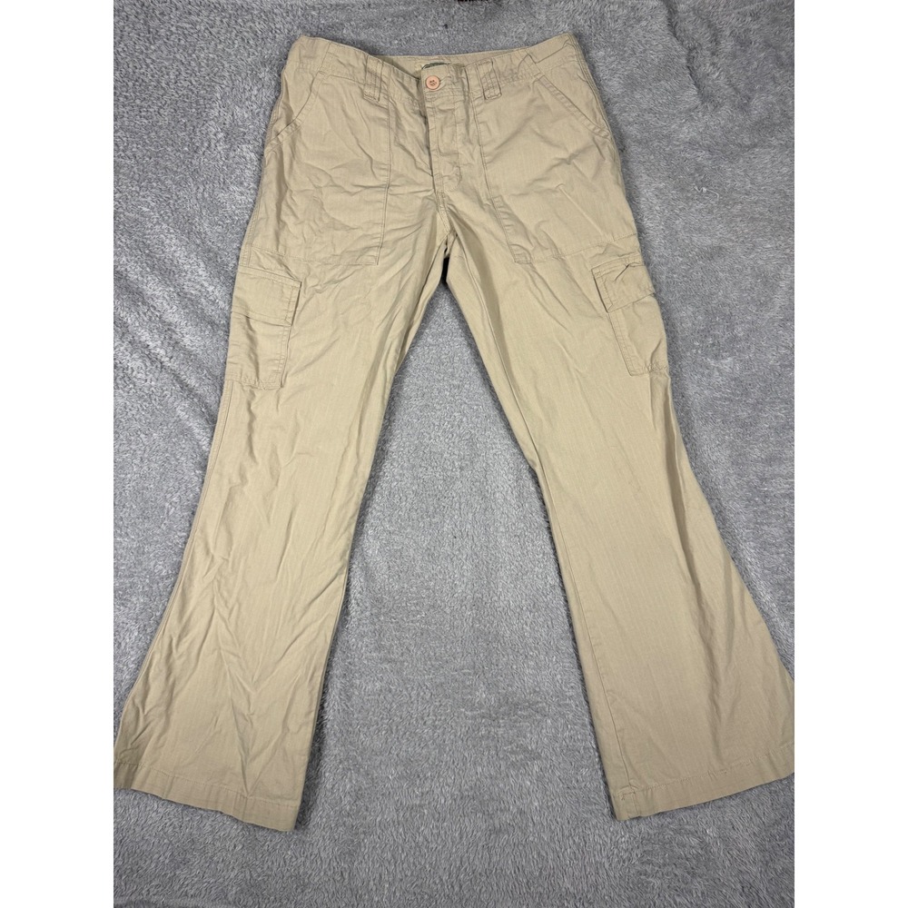 Be Bop Cargo Pants Women Size 7 Khaki Tan Good Button Fly Utility Y2K Gorpcore